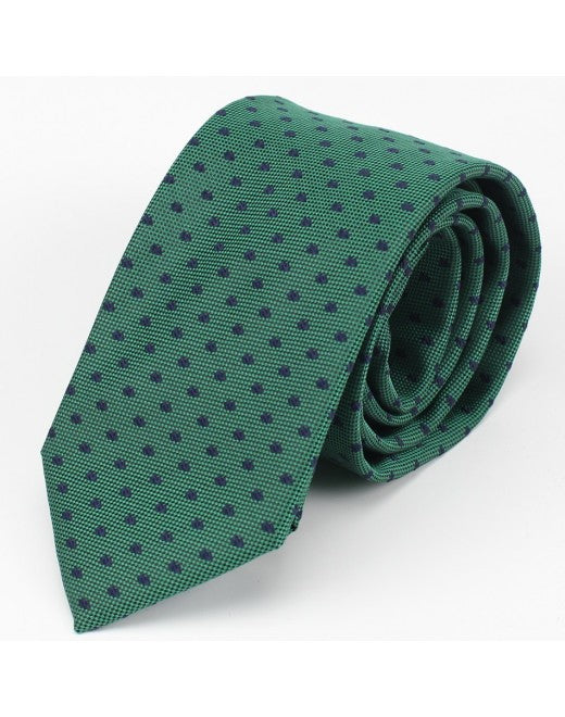 Corbata Verde con Lunar Azul Marino