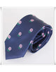 Corbata Azul de Seda con Bordado de Rosas