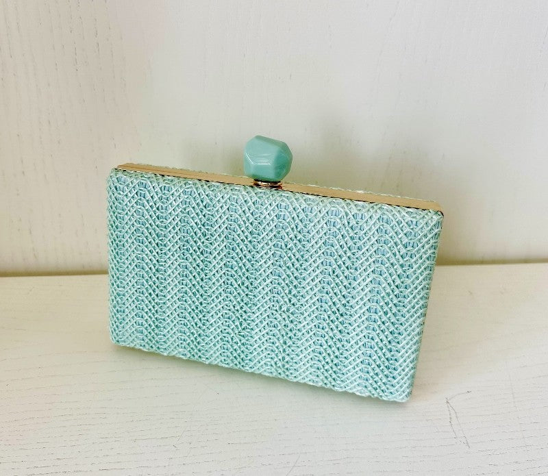 Bolso Clutch en Rafia Aguamarina