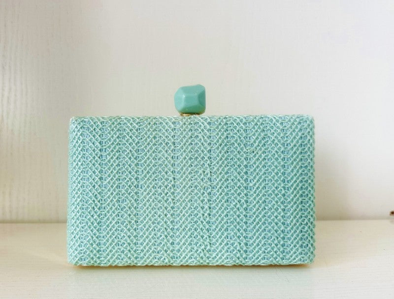 Bolso Clutch en Rafia Aguamarina