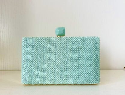 Bolso Clutch en Rafia Aguamarina