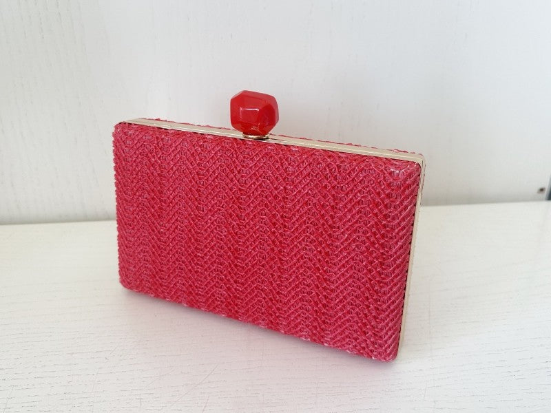 Bolso Clutch en Rafia Color Rojo
