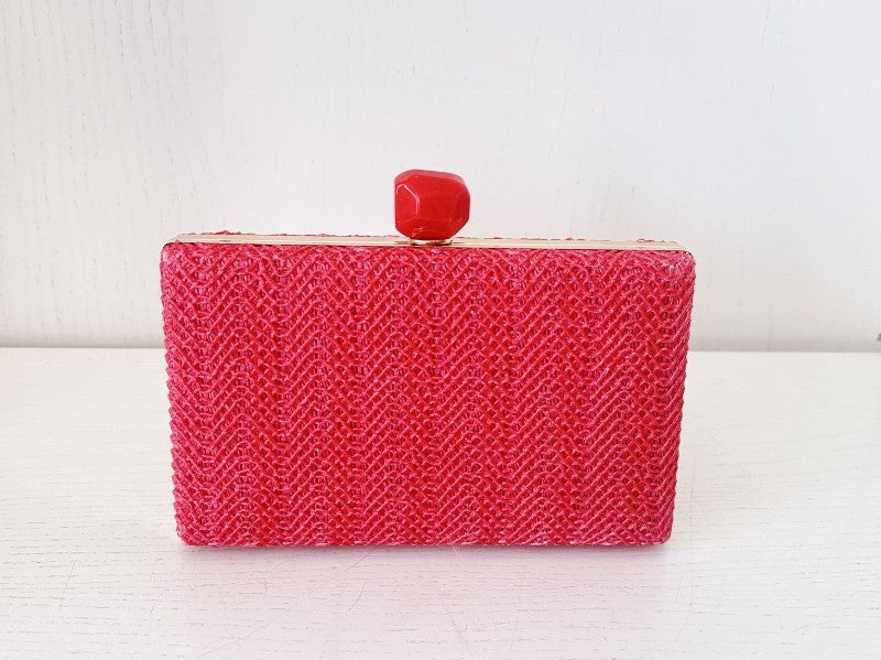 Bolso Clutch en Rafia Color Rojo