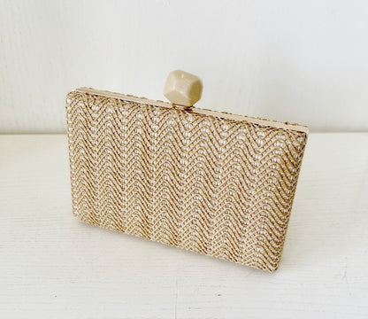 Bolso Clutch en Rafia Color Beige