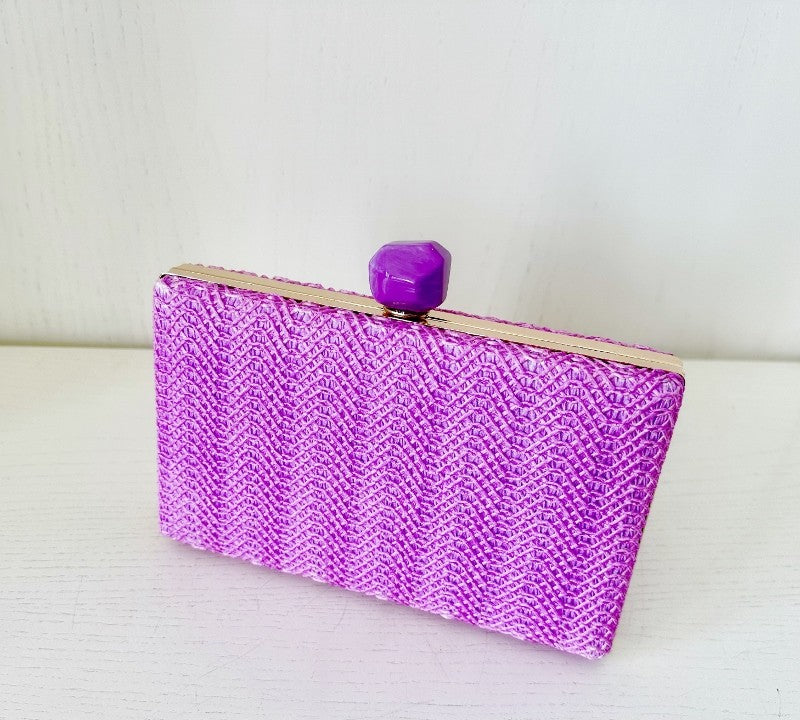 Bolso Clutch en Rafia Color Violeta