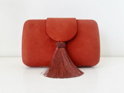 Bolso Antelina Rojo Ladrillo con Borla
