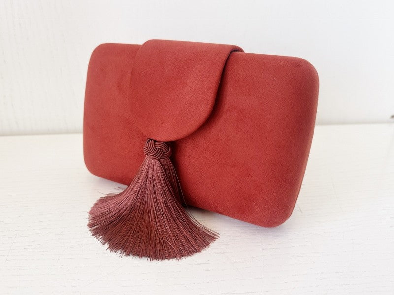 Bolso Antelina Rojo Ladrillo con Borla