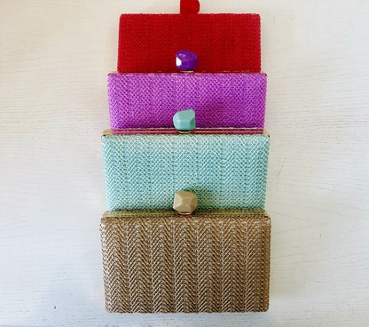 Bolso Clutch en Rafia Color Beige