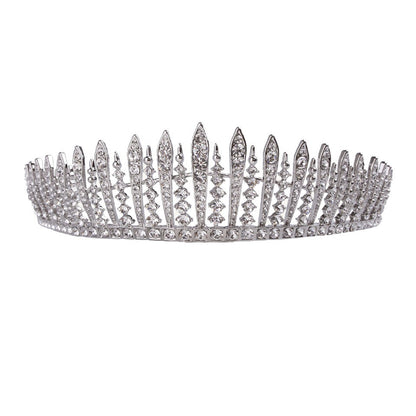 Tiara Plateada con Cristales Blancos Diseño Fringe