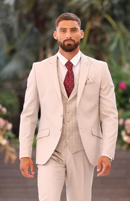 Traje Tonos Beige Detalles en Príncipe de Gales