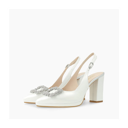 Zapatos novia tacón ancho y adorno de cristales