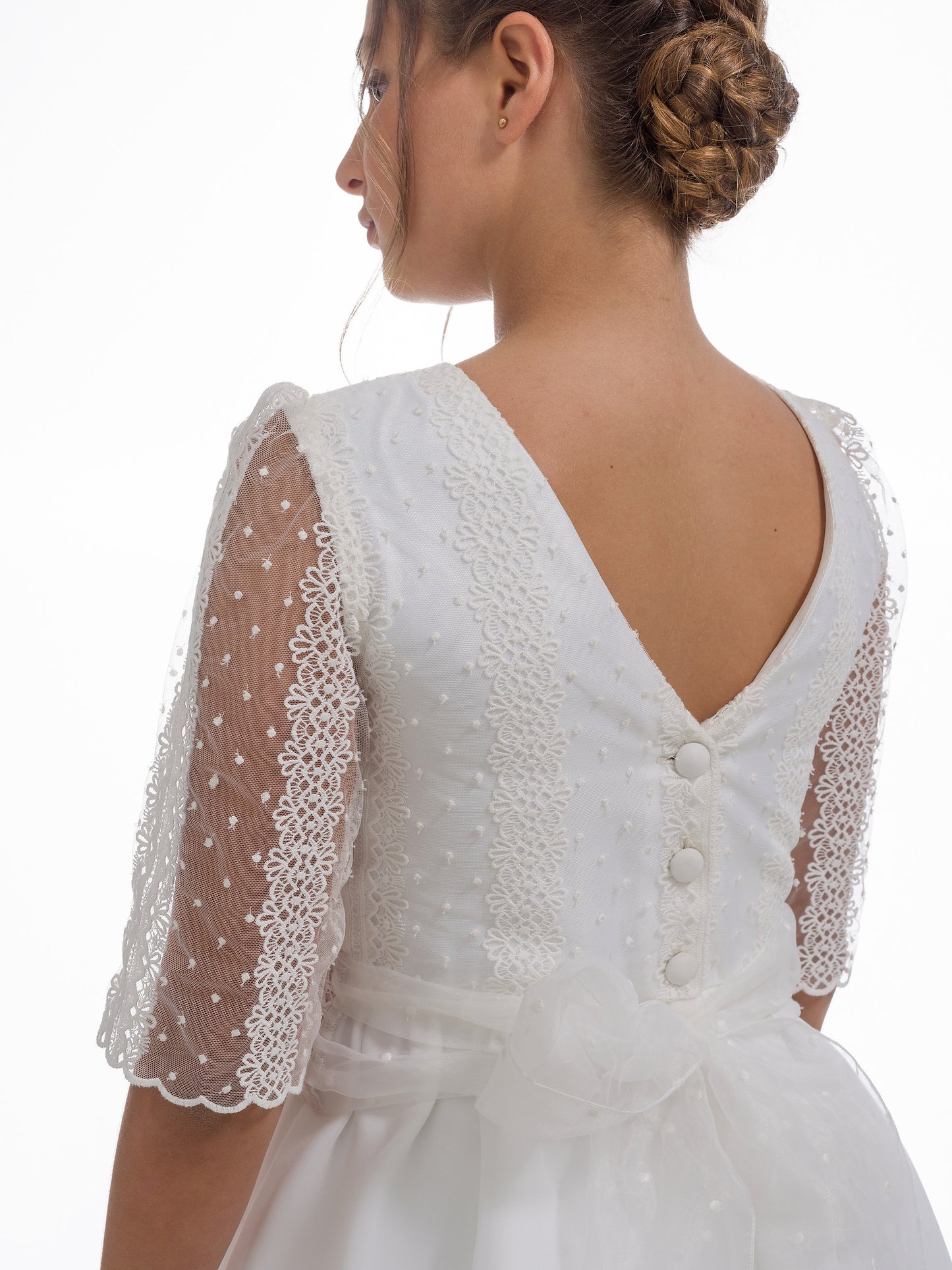 HUELVA | Vestido de Comunión Romántico en Tul Bordado y Organza