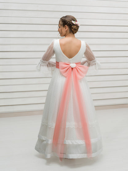 HIERBABUENA | Vestido de Comunión Romántico en Plumeti Geométrico