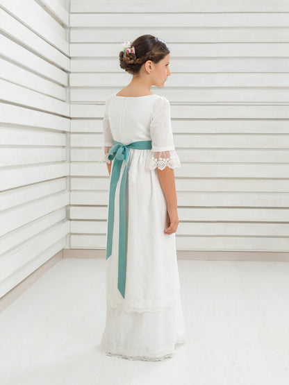 HILO | Vestido de Comunión Natural en Algodón Plumeti
