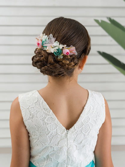 HELENA | Vestido de Comunión Romántico con Detalles Azul Pastel