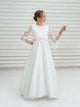 HERMINIA | Vestido de Comunión Romántico con Volantes y Lazada de Gazar