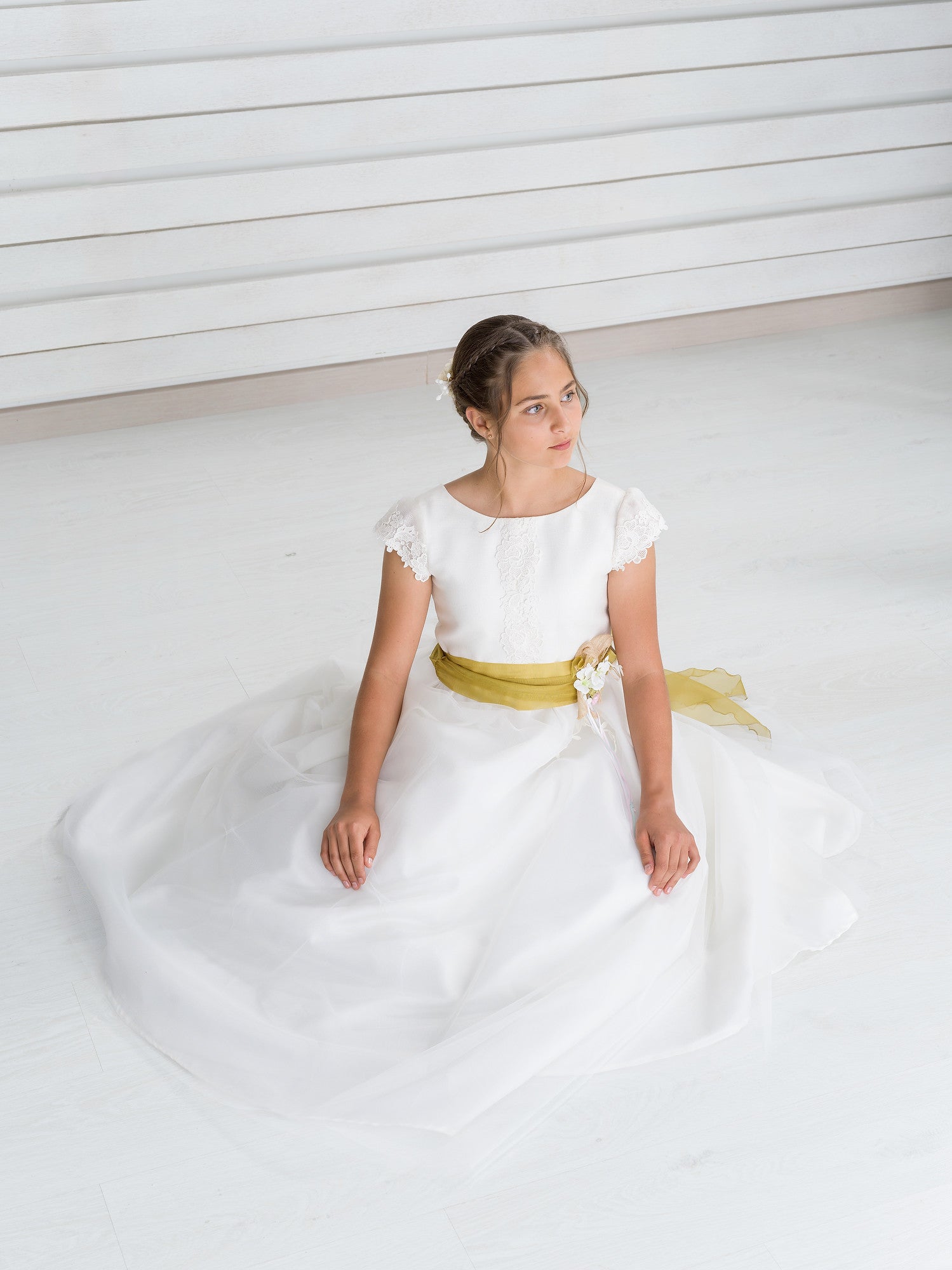HUNGRÍA | Vestido de Comunión con Encaje y Falda de Tul Mórbido