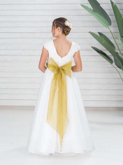 HUNGRÍA | Vestido de Comunión con Encaje y Falda de Tul Mórbido