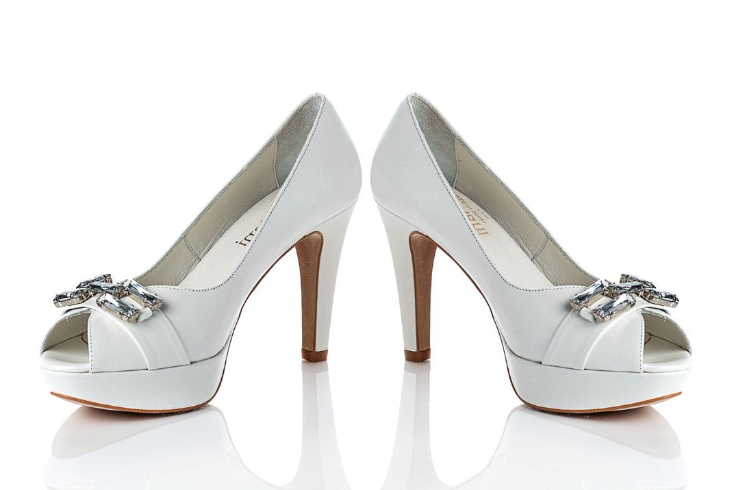 Peep toe cristal piel blanco
