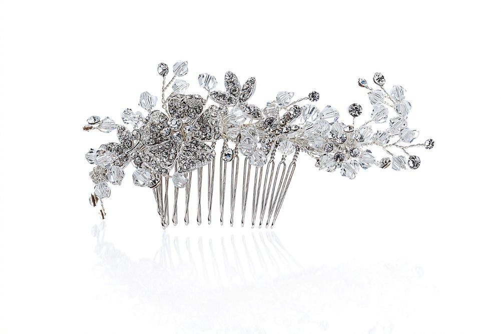 Peineta de flores de cristal