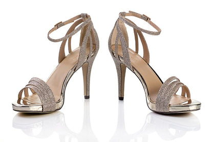 Sandalia glitter tres tiras