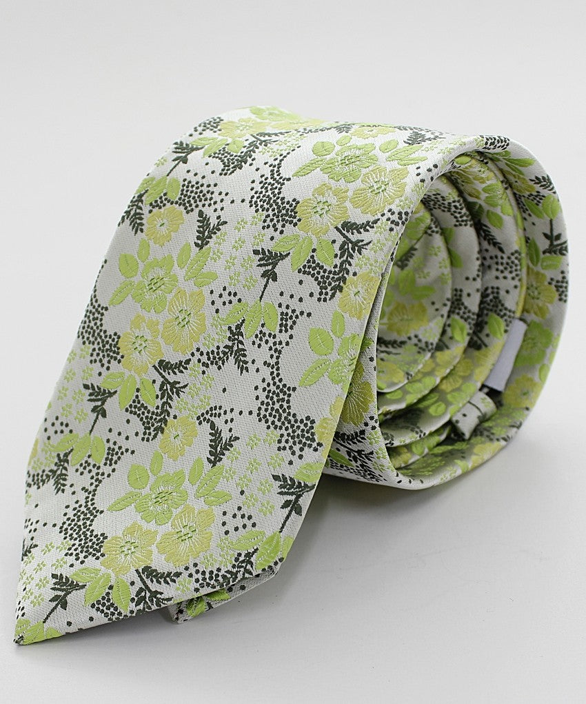Corbata con estampado en flores verde lima