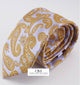 Corbata celeste con estampado en cachemir mostaza