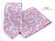 Pack corbata y pañuelo celeste con estampado cachemir naranja