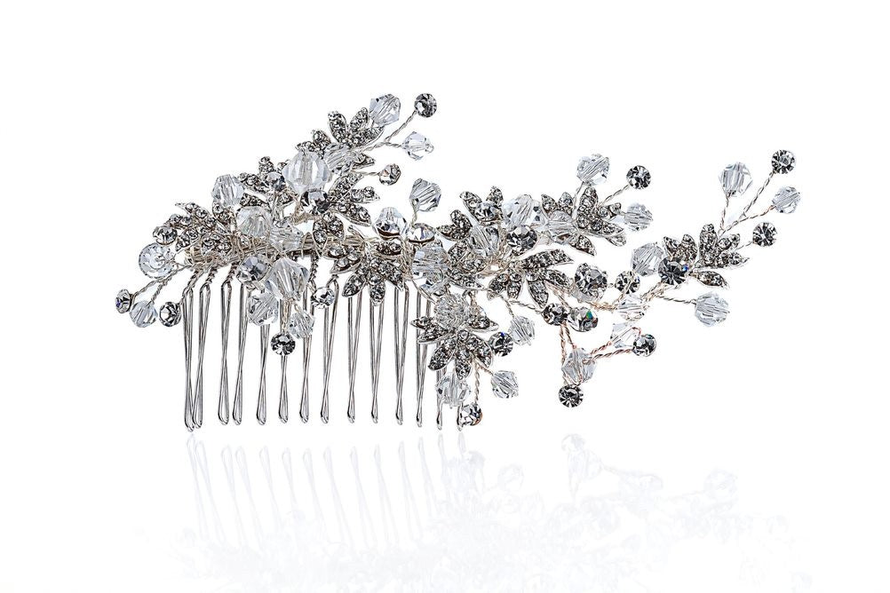 Peineta de flores de cristal