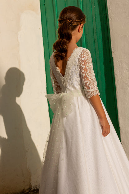 IRIS | Vestido de comunión con encaje de margaritas