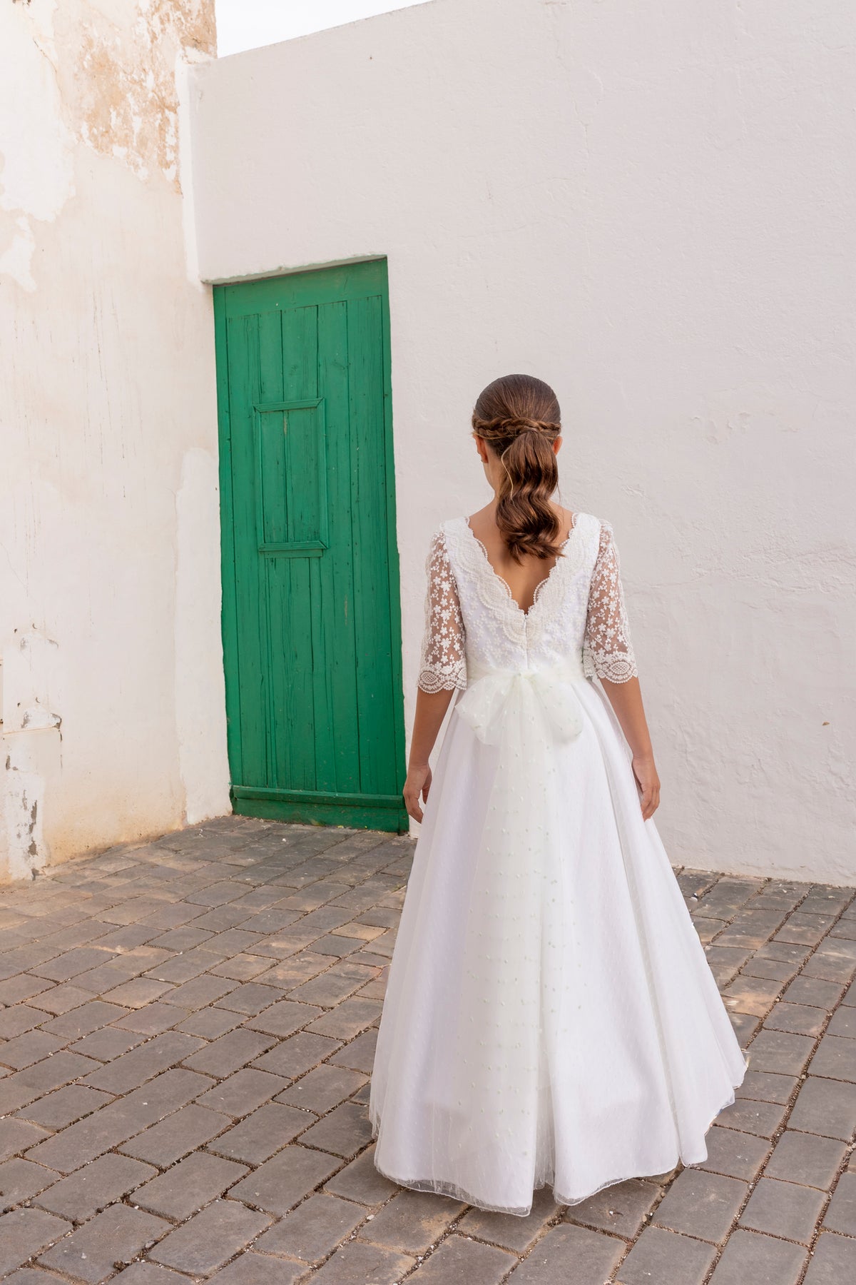 IRIS | Vestido de comunión con encaje de margaritas