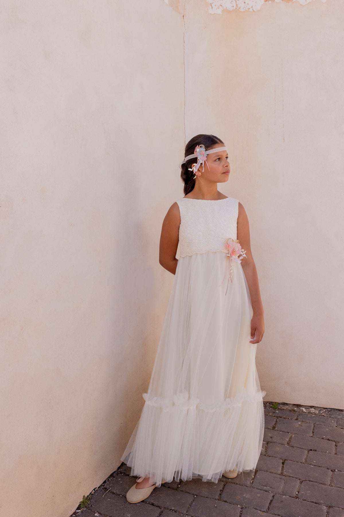 IRUN | Vestido de comunión con guipur de algodón
