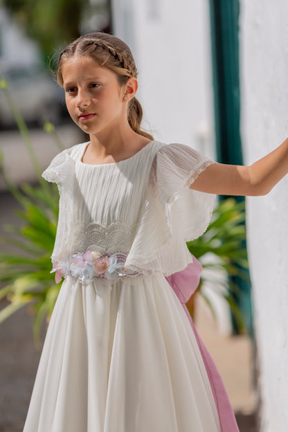 ISABELLA | Vestido de comunión de gasa plisada